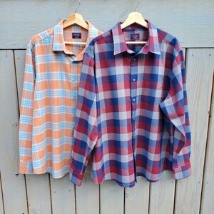 UNTUCKit Men's LOT OF 2 Long Sleeve Plaid Shirts XXL Flannel & Dress Shirt EUC
